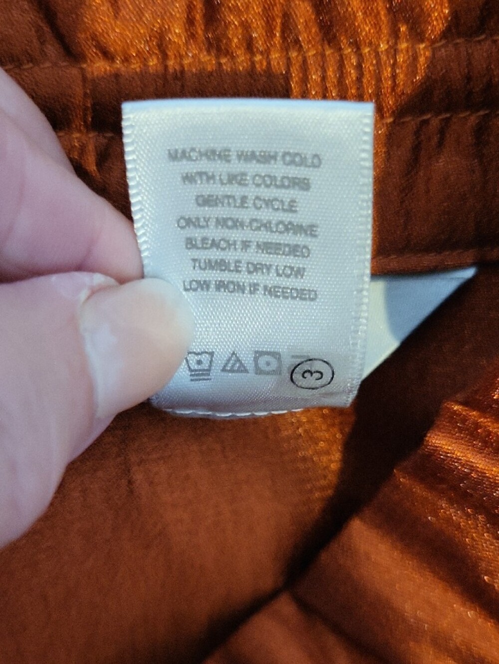 Multiples Shimmering Rust Colored Satin Button-Up Top - Picture 6 of 7